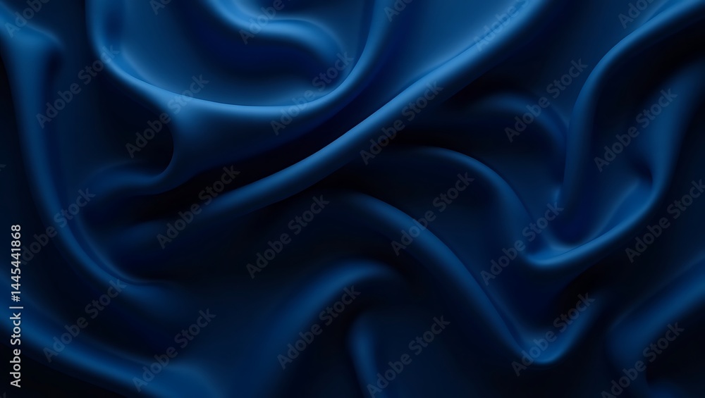 Deep Blue Silk Fabric Texture Close-up Deep Blue Silk Fabric Texture Close-up
