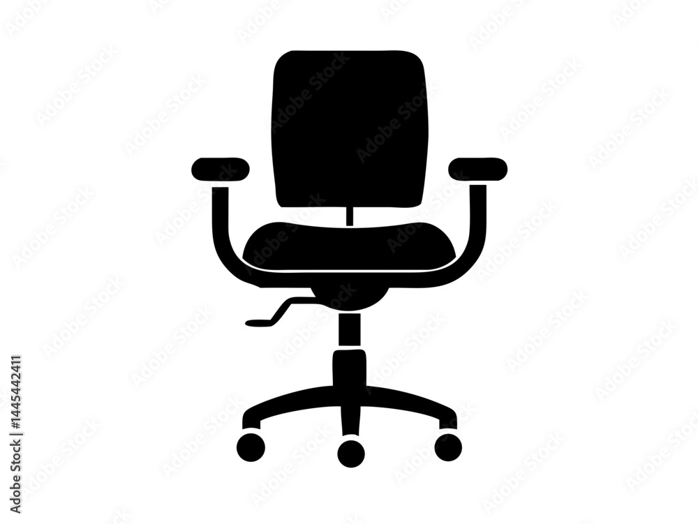 Office Chair Silhouette Icon Ergonomic Workspace Furniture Office Chair Silhouette Icon Ergonomic Workspace Furniture