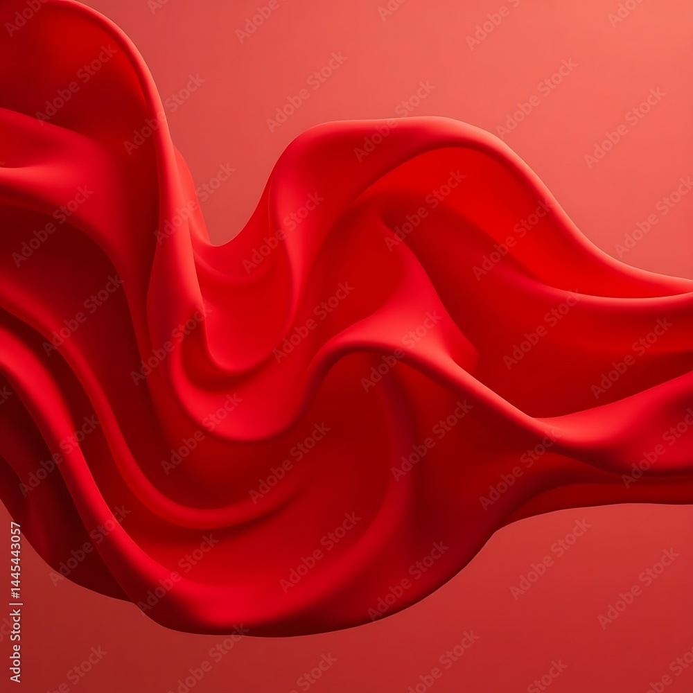 Obraz premium Dynamic Red Fabric Drape, Ideal for Design Backgrounds
