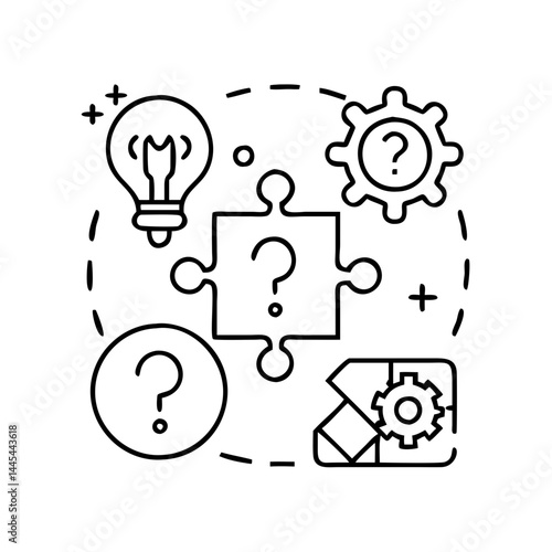 problem solving icon, problem solving line art - simple line art of problem solving, perfect for problem solving logos and icons