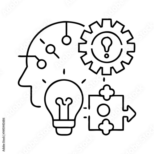problem solving icon, problem solving line art - simple line art of problem solving, perfect for problem solving logos and icons