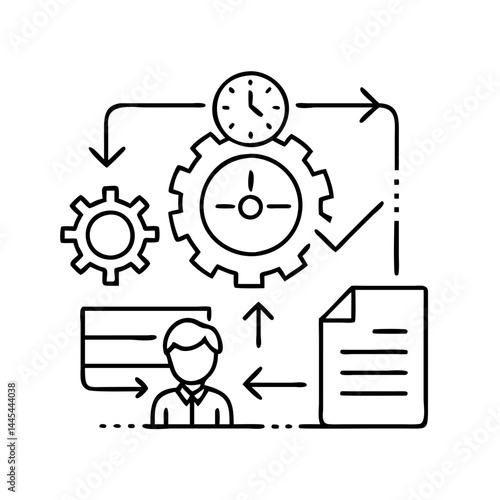 project management icon, project management line art - simple line art of project management, perfect for project management logos and icons