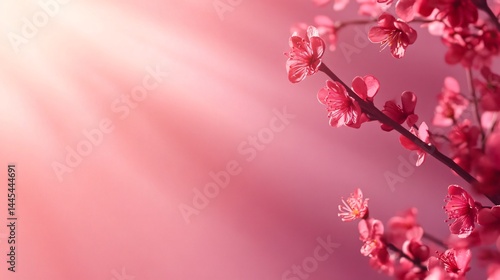 Minimalist spring themed banner with delicate flower arrangements on pastel purple background made with Generative AI technology