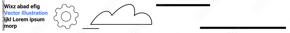 Abstract gear, cloud outline, horizontal bars, and placeholder text. Ideal for automation, technology, cloud computing, process, simplicity data organization and simple landing page Abstract gear, cloud outline, horizontal bars, and placeholder text. Ideal for automation, technology, cloud computing, process, simplicity data organization and simple landing page