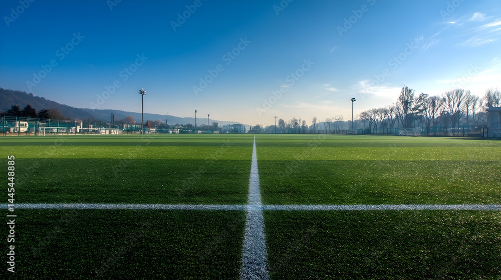 Fototapeta premium A soccer field with a white line on the ground