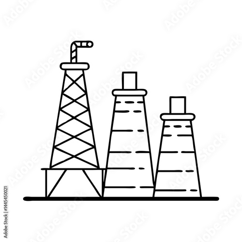 refining tower icon, refining tower line art - simple line art of refining tower, perfect for refining tower logos and icons