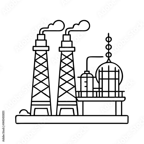 refining tower icon, refining tower line art - simple line art of refining tower, perfect for refining tower logos and icons