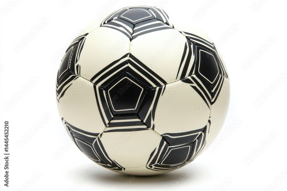 Fototapeta premium Classic black and white soccer ball ready for the game Sharp focus white background