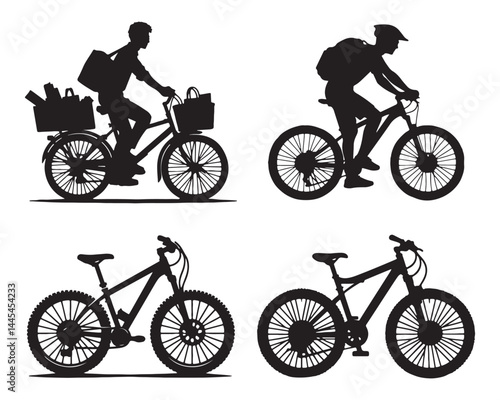 A Person Riding a Bike in Silhouette