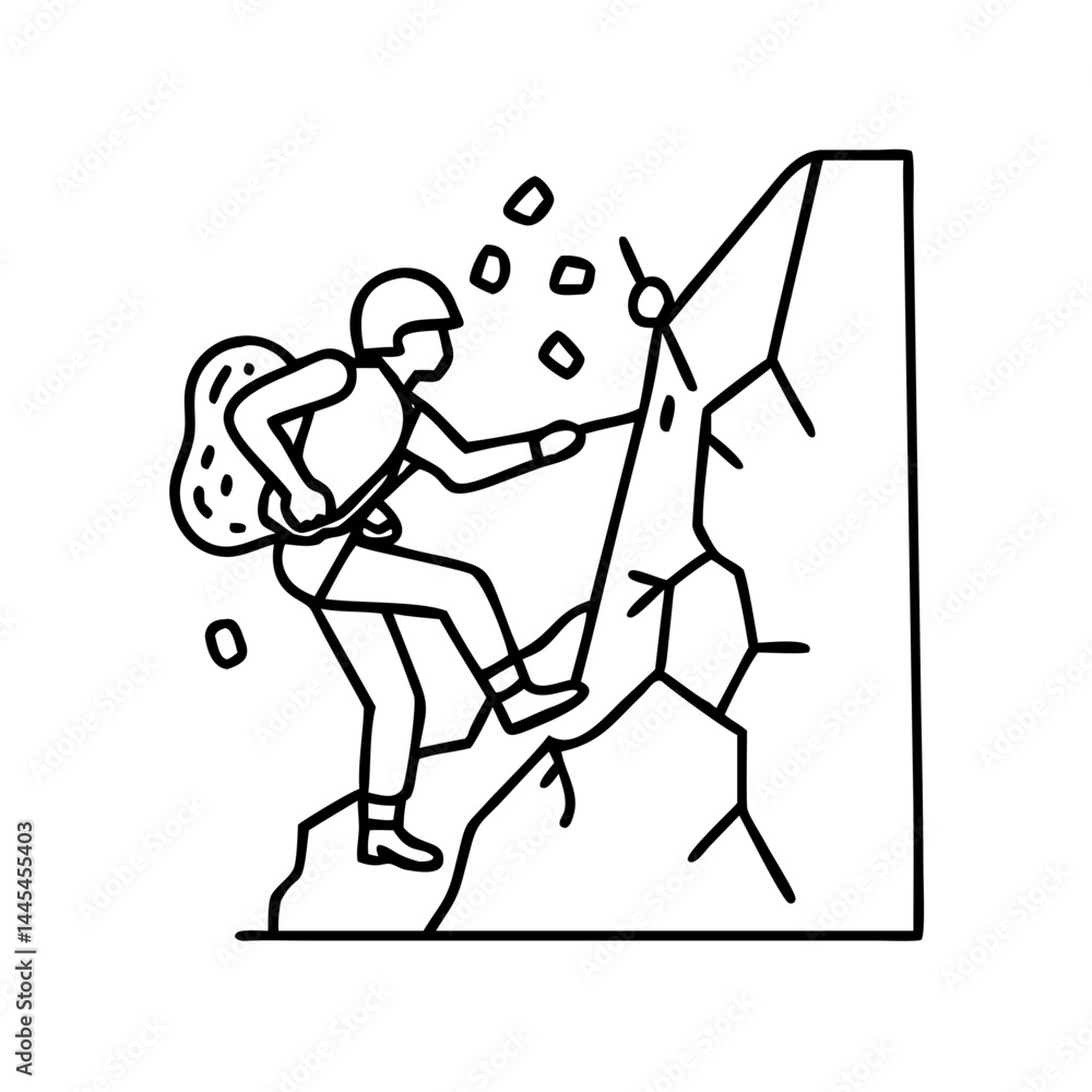 Fototapeta premium rock climbing icon, rock climbing line art - simple line art of rock climbing, perfect for rock climbing logos and icons