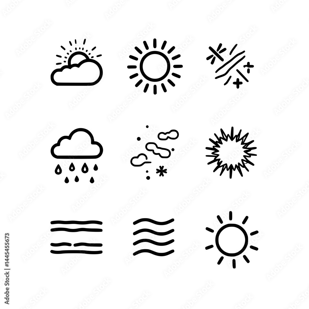 Set of weather condition icons Set of weather condition icons