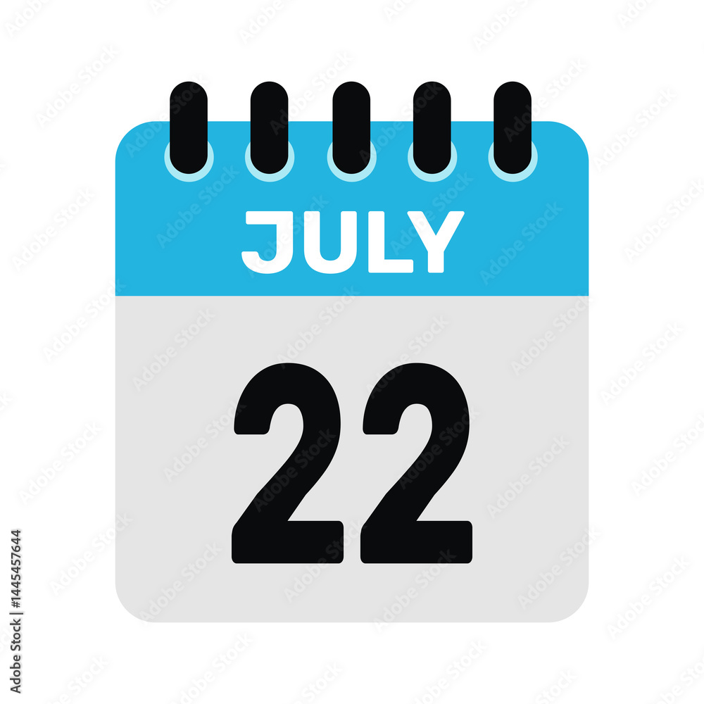 july 22 calendar icon Vector page month design illustration july 22 calendar icon Vector page month design illustration