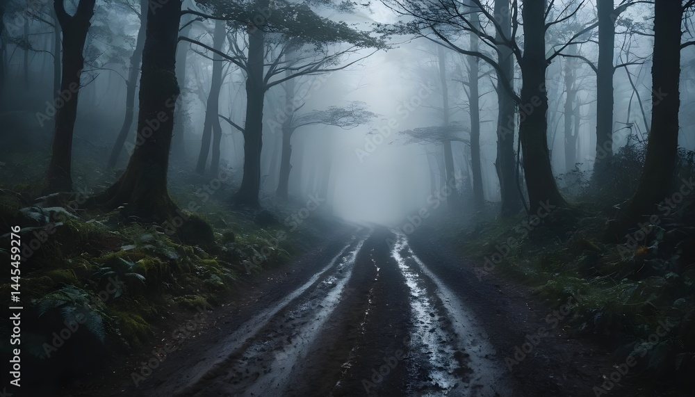 Fototapeta premium the image's mood and visual elementsMisty Forest Path