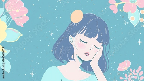 Obraz na płótnie Light Blue Cartoon Anime Style Background: A Delightful Fusion of Whimsy and Visual Charm w salonie