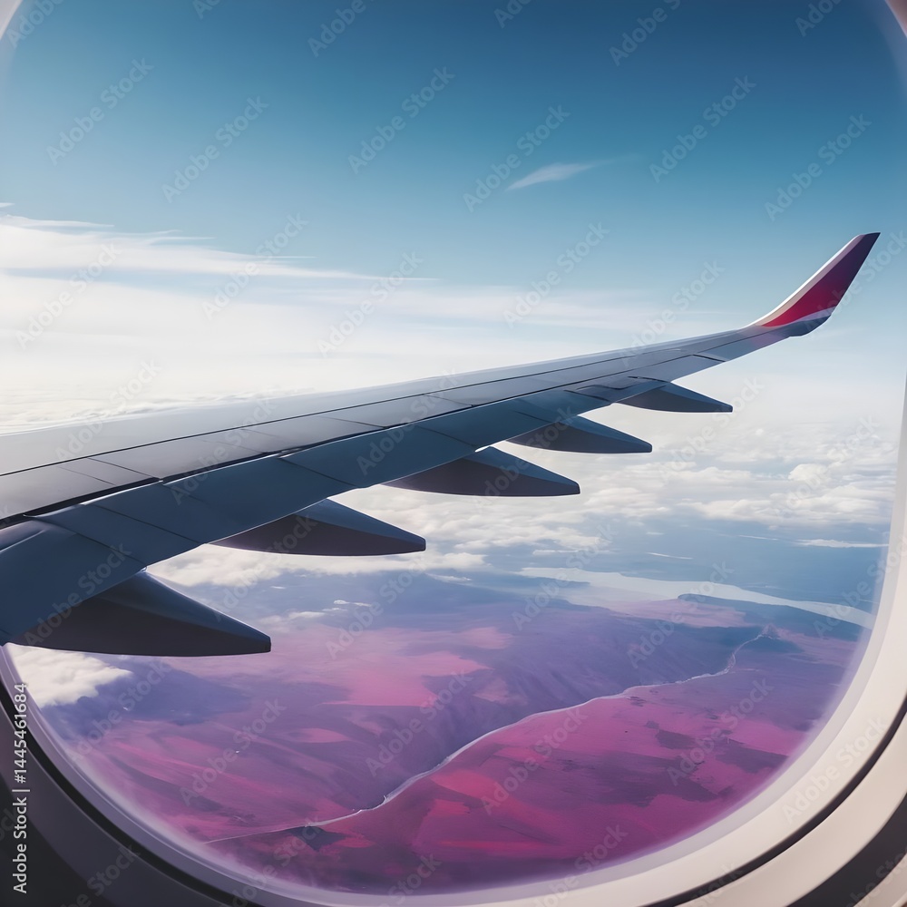 Obraz premium Airplane Wing View from Window