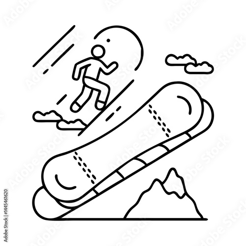 snowboarding icon, snowboarding line art - simple line art of snowboarding, perfect for snowboarding logos and icons