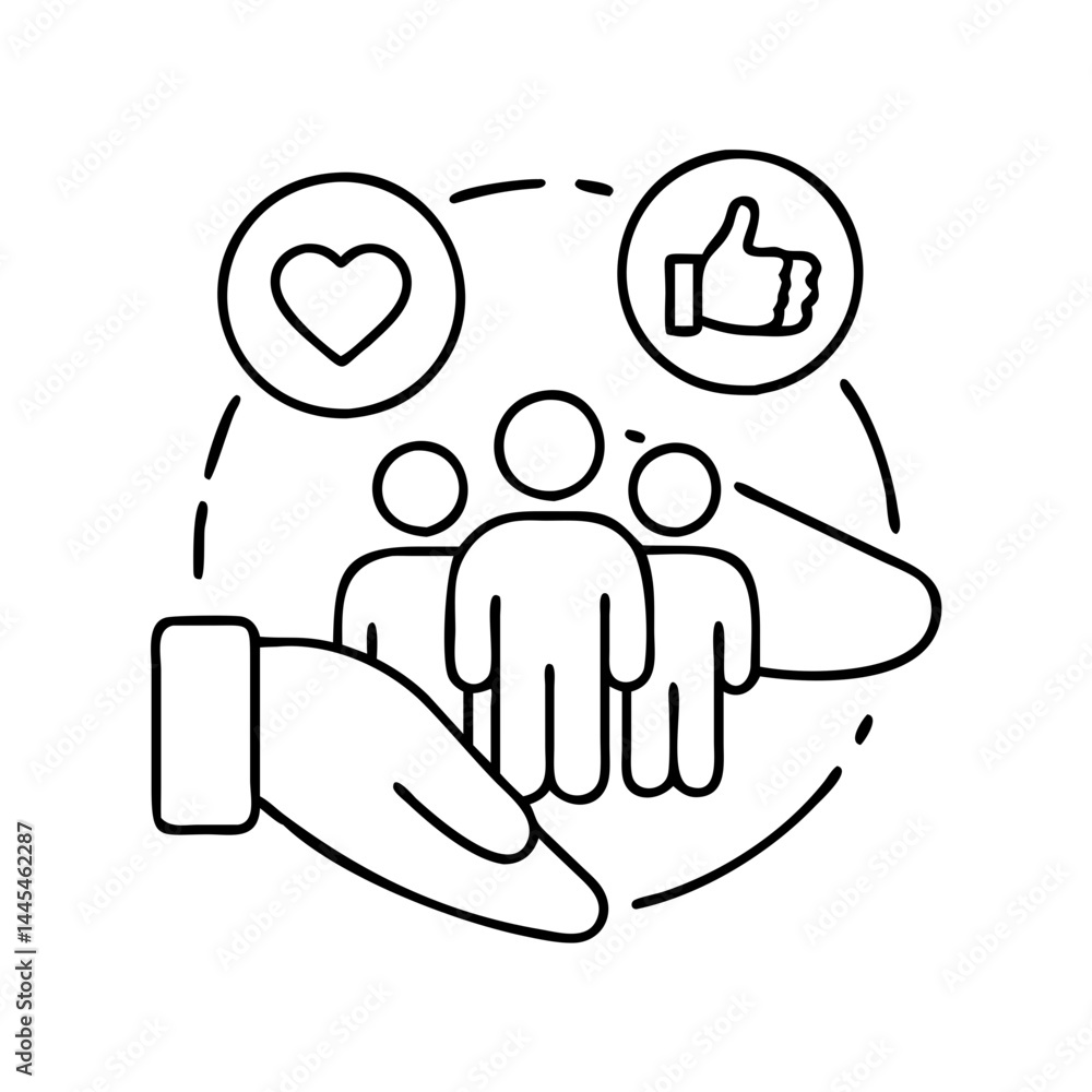 Obraz premium social support icon, social support line art - simple line art of social support, perfect for social support logos and icons