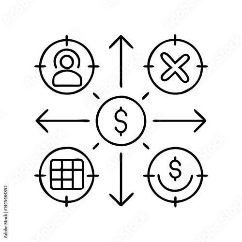 swot analysis icon, swot analysis line art - simple line art of swot analysis, perfect for swot analysis logos and icons