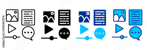 Content Icon Set Multiple Style Vector Illustration