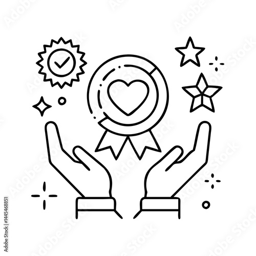 volunteer achievement icon, volunteer achievement line art - simple line art of volunteer achievement, perfect for volunteer achievement logos and icons