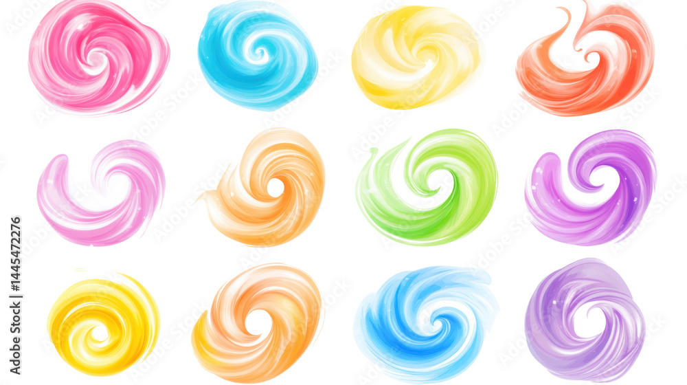 collection set of candy swirl on white background collection set of candy swirl on white background