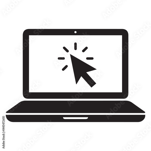 Hacker laptop icon. Simple illustration of hacker laptop vector icon for web design Vector Black silhouettes. with white background
