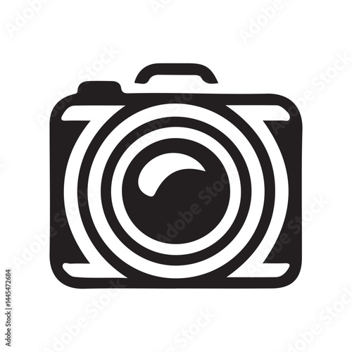 Silhouette of Camera Icon in Black and White - Photography Symbol