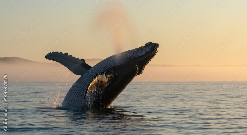 Fototapeta premium Humpback Whale Breaching, Photo
