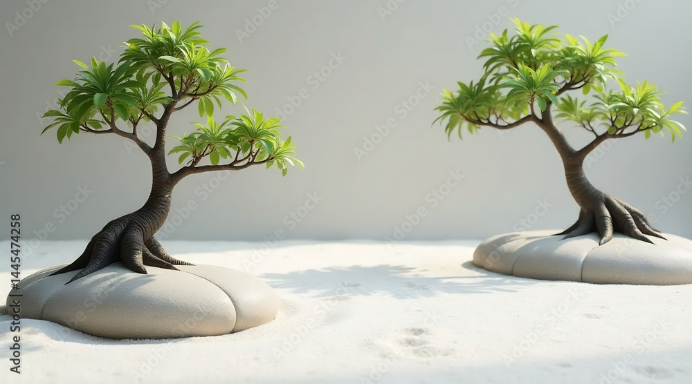 Tranquil Zen Garden with Raked Sand