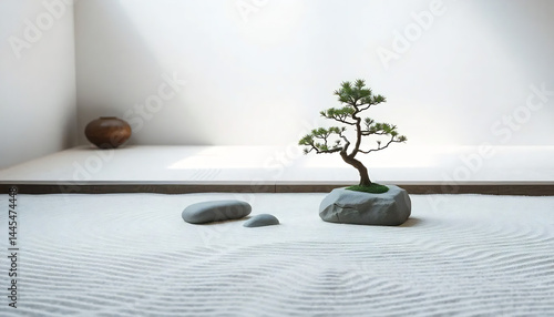 Tranquil Zen Garden with Raked Sand