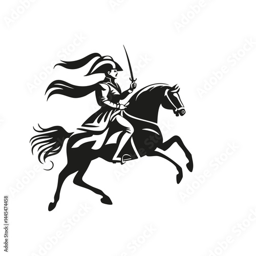 Cavalry Charge Silhouette Set. Historical Military Iconography And Leadership Symbolism Isolated Vector Illustration Collection
