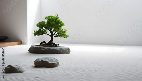 Obraz na płótnie Tranquil Zen Garden with Raked Sand w salonie