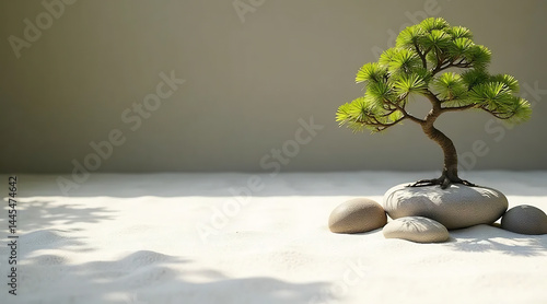 Obraz na płótnie Tranquil Zen Garden with Raked Sand w salonie