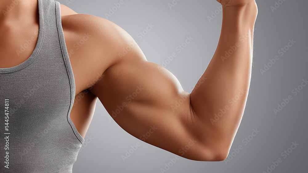 Flexed Arm in Gray Tank Top