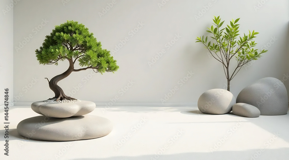 Tranquil Zen Garden with Raked Sand