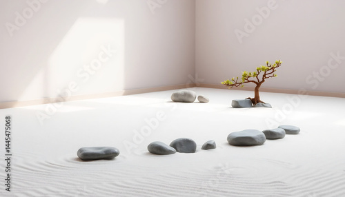 Tranquil Zen Garden with Raked Sand