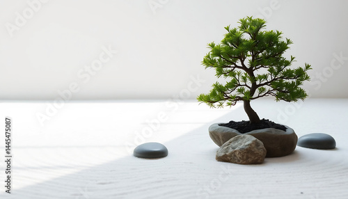 Obraz na płótnie Tranquil Zen Garden with Raked Sand w salonie