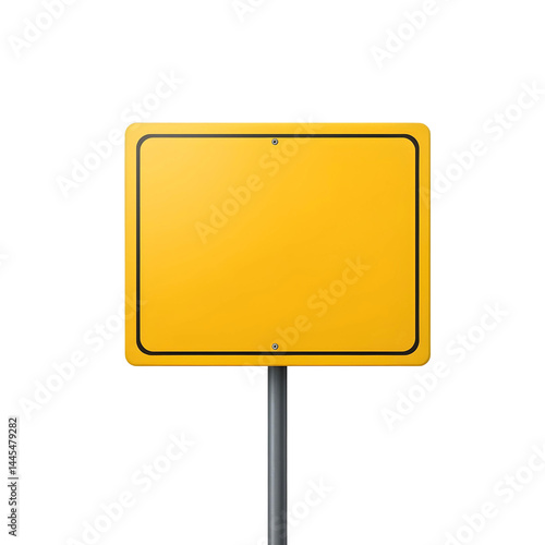 Blank yellow sign isolated on transparent background, cut out