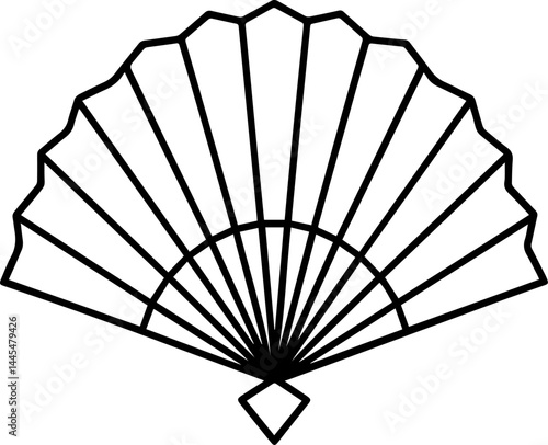traditional chinese hand fan outline vector illustration
