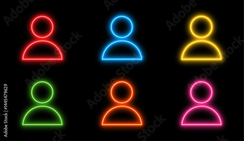 Glowing single person icon in multi colors, avatar, profile, anonymous, social, chat, vetcor