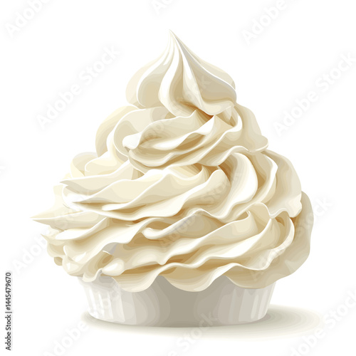 Whipped cream swirl vector illustration isolated on a background