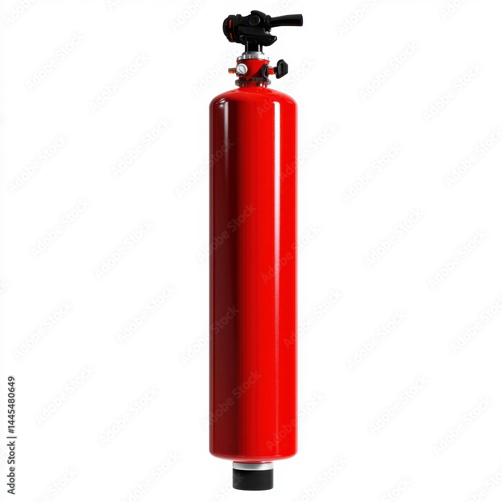 Obraz premium Red fire extinguisher isolated on white background