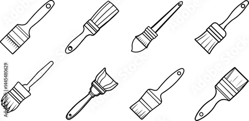 A Set of brush outline vector illustrations