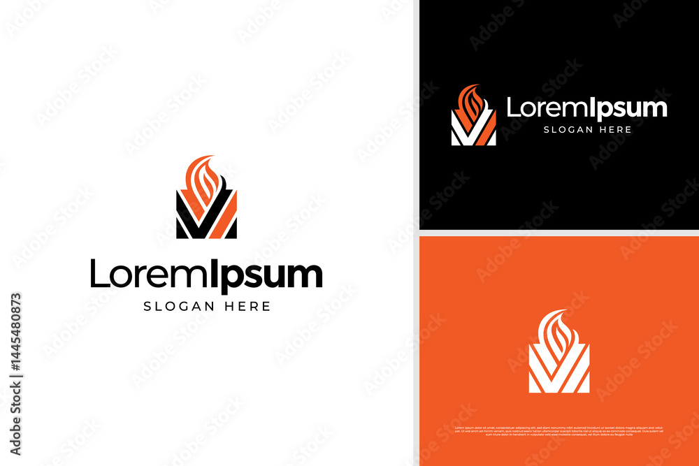 Letter V M with fire flame logo vector design template Letter V M with fire flame logo vector design template