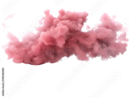 Pink cloud, red smoke cloud, pink color, transparent background