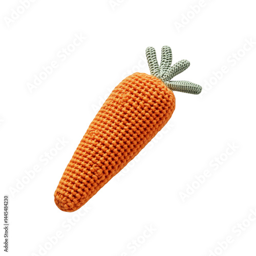 Handmade Knitted Carrot Toy - Adorable Orange Crochet Vegetable for Baby or Toddler