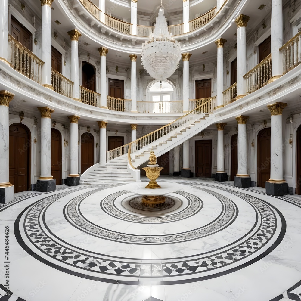 Obraz premium Grand Marble Staircase in Luxurious Mansion