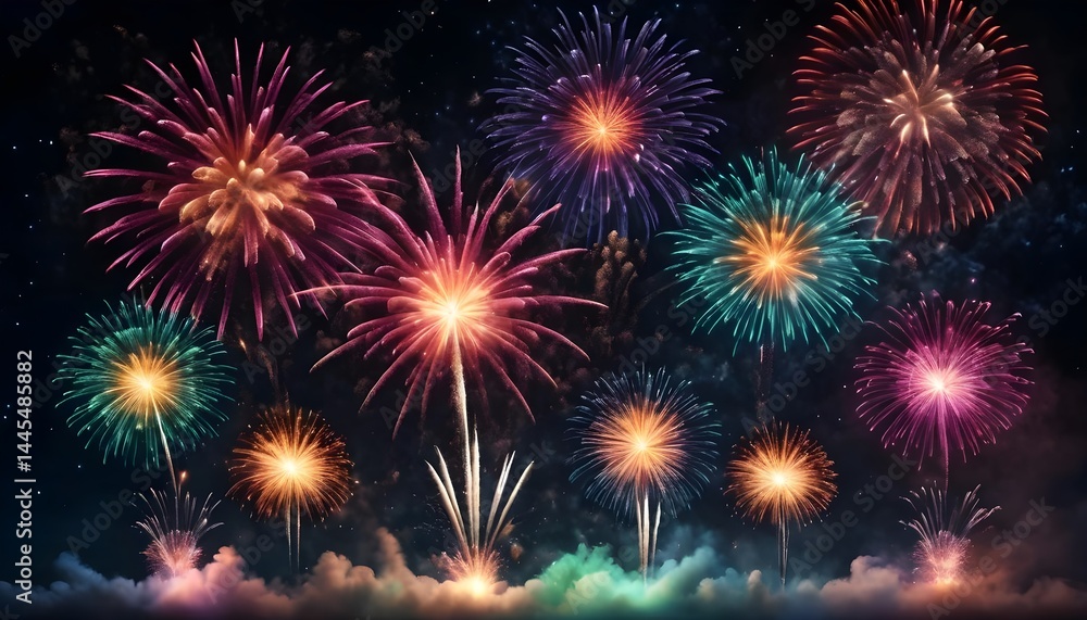 Spectacular Fireworks Display at Night Spectacular Fireworks Display at Night