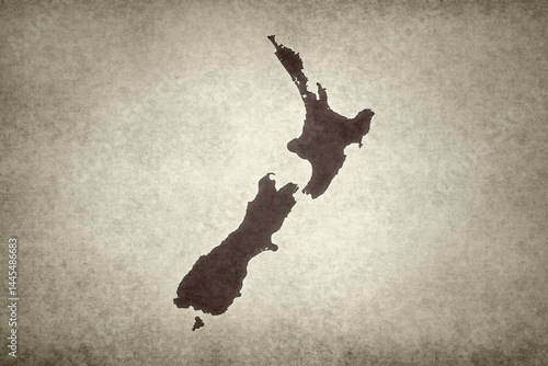 Map of New Zealand on a paper