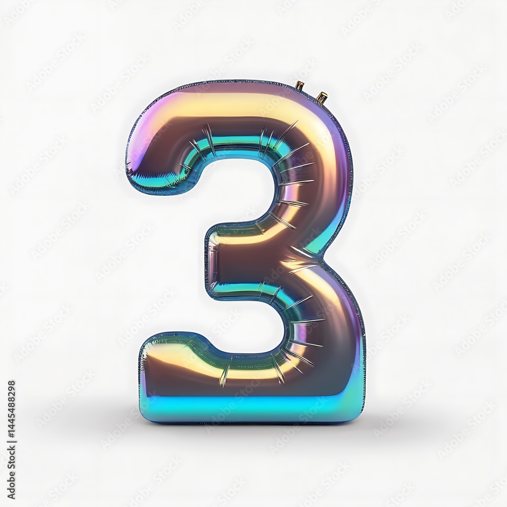 3D Holographic number 2 on white background 3D Holographic number 2 on white background